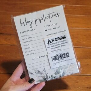 Baby Shower Games Prediction Trivia Bingo Cards Eucalyptus Decor